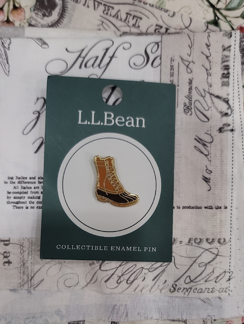 NEW- L.L.Bean Duck Boot Enamel Pin in Tan and Black
